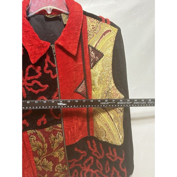 Julia Kim Womens Large Artsy Block Patchwork Rayon Jacket - Picture 3 of 13